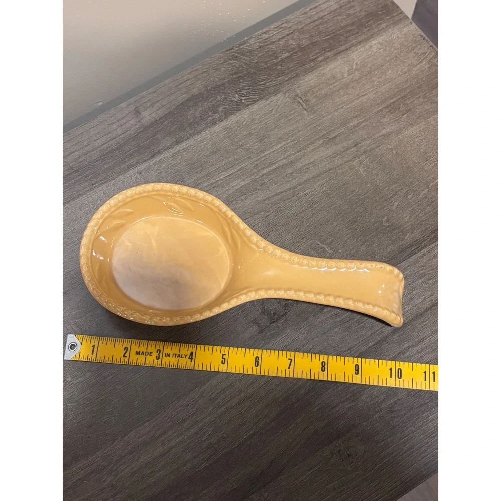 Signature Sorrento Gold Stoneware Spoon Rest Debby Segura Designs Mustard Yellow